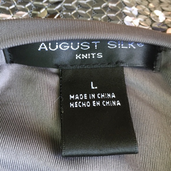 August Silk · Silver Sequin Short Sleeve Top Sz L - Picture 4 of 8